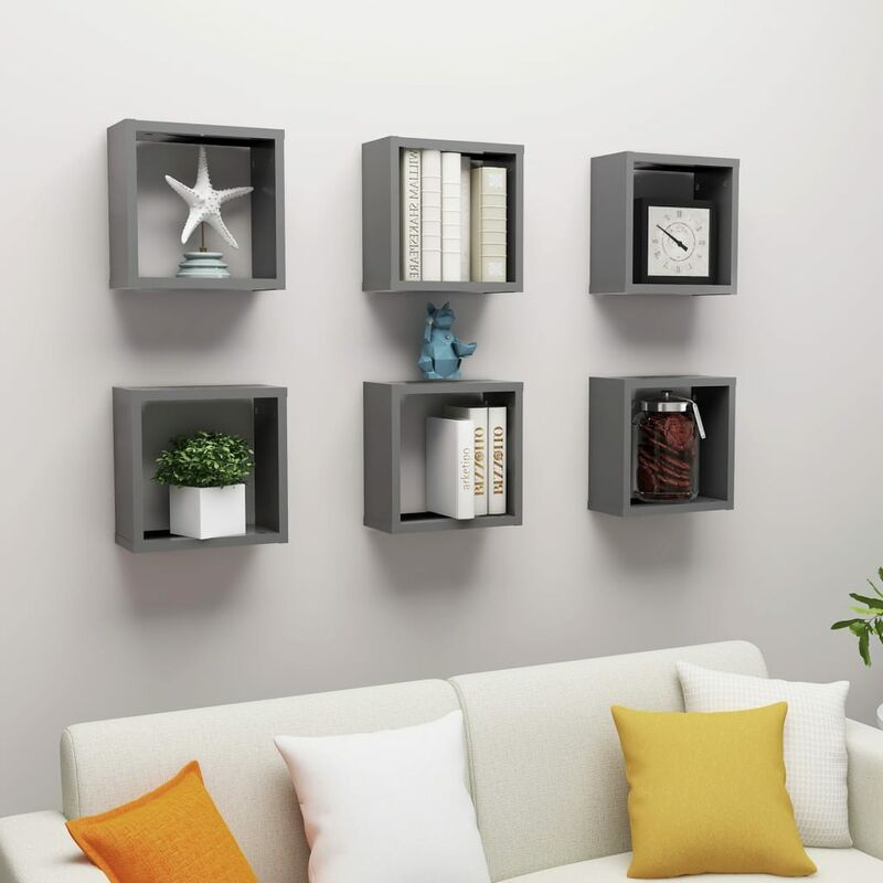 

Estante cubo pared 6 uds gris30x15x30 cm - Gris - Youthup