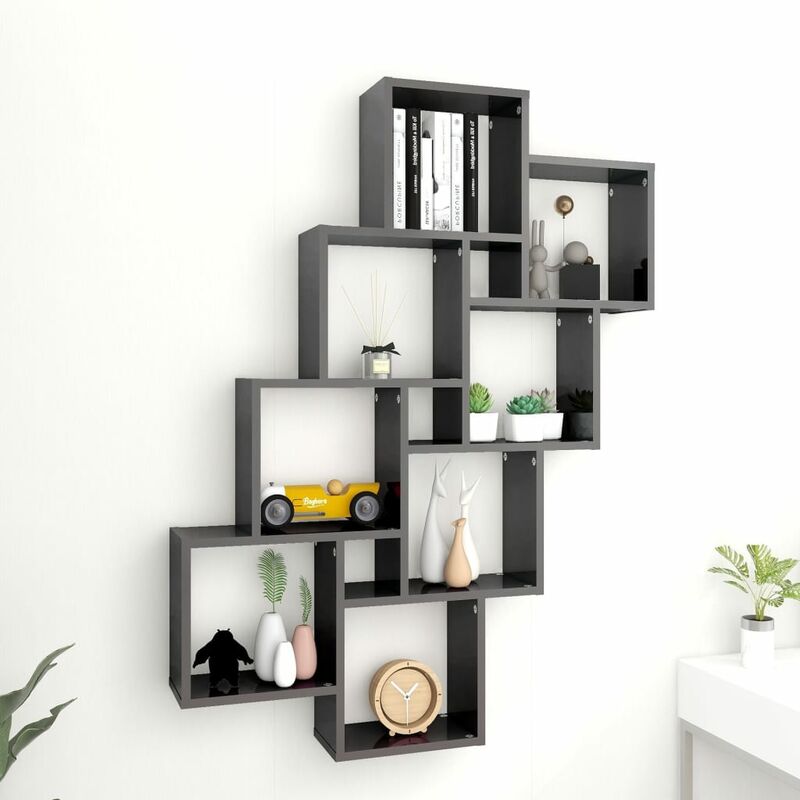 

Estante de cubo de pared aglomerado gris brillante 90x15x119cm - Gris - Youthup