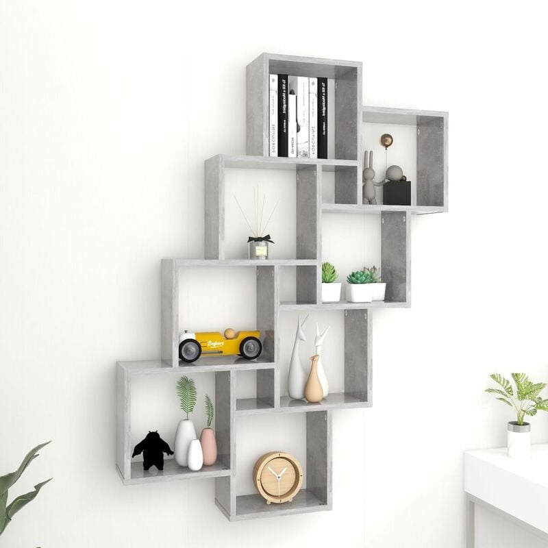 

Estante de cubo de pared aglomerado gris hormigón 90x15x119 cm - Gris - Youthup