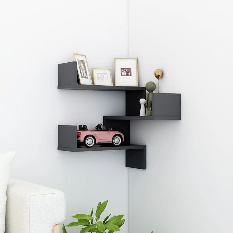 

Estante de esquina de pared aglomerado gris 40x40x50 cm - Gris - Youthup