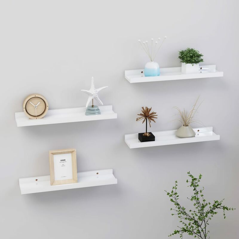 

Estante de pared 4 uds blanco brillante 40x9x3 cm - Blanco - Youthup