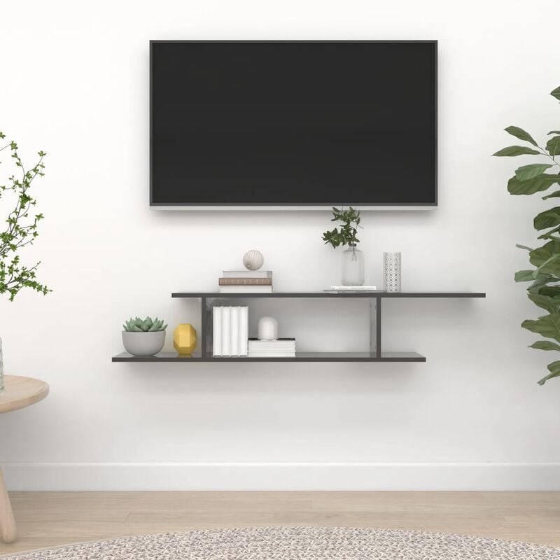 

Estante de pared para TV aglomerado gris brillante 125x18x23 cm - Gris - Youthup