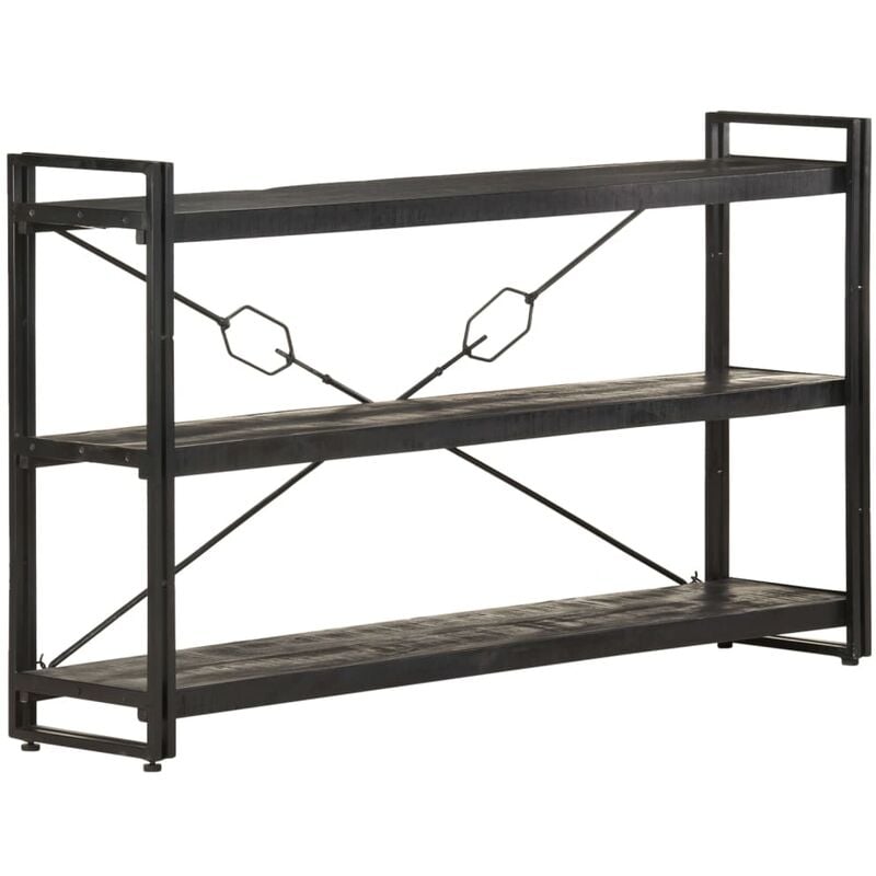 

Estantería de 3 niveles madera maciza mango negro 140x30x80 cm - Negro - Youthup