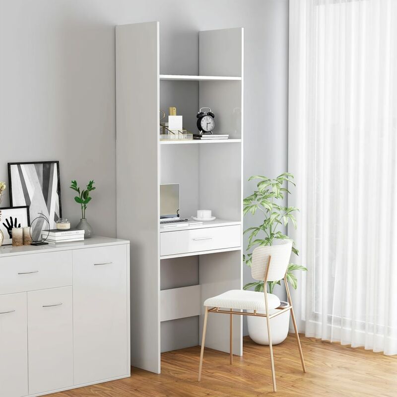 

Estantería de aglomerado blanco brillante 60x35x180 cm - Blanco - Youthup