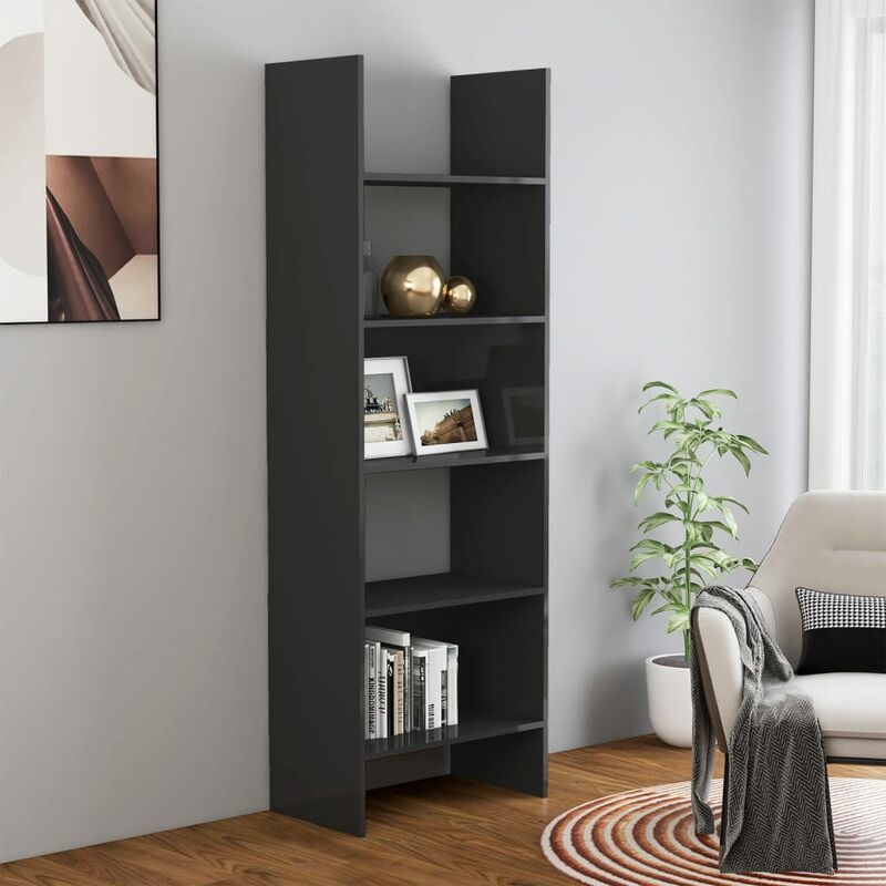 

Estantería de aglomerado gris brillante 60x35x180 cm - Gris - Youthup