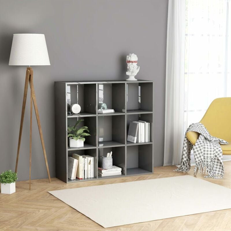 

YOUTHUP Estantería de aglomerado gris con brillo 98x30x98 cm - Gris