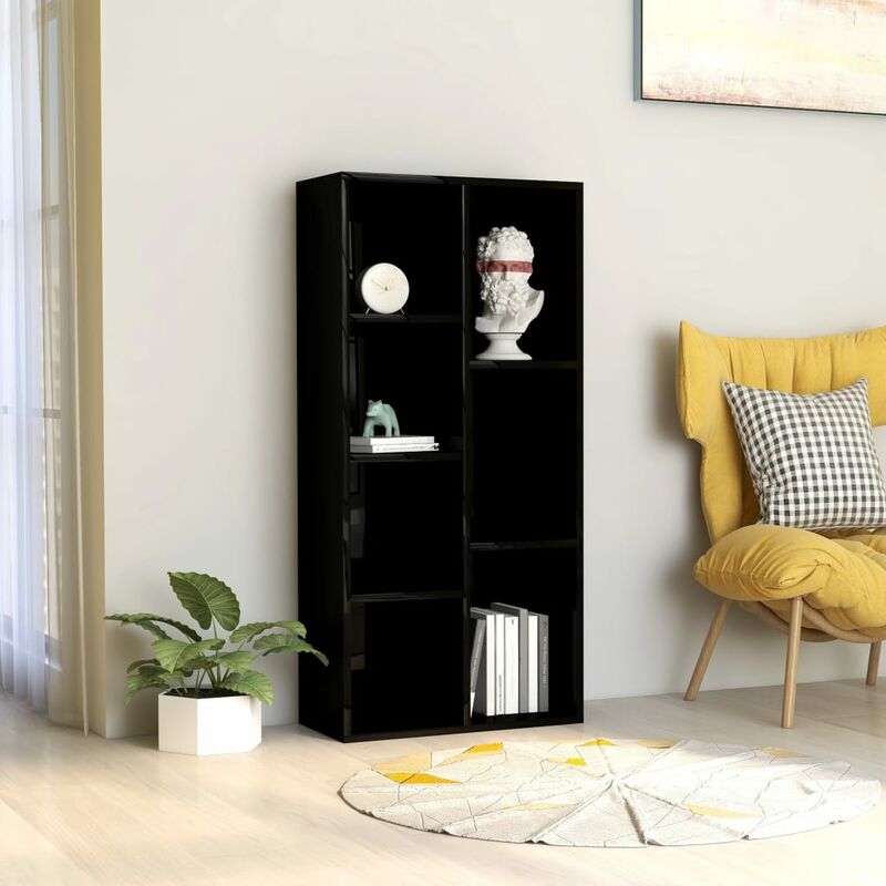 

Estantería de aglomerado negro brillante 50x25x106 cm - Negro - Youthup
