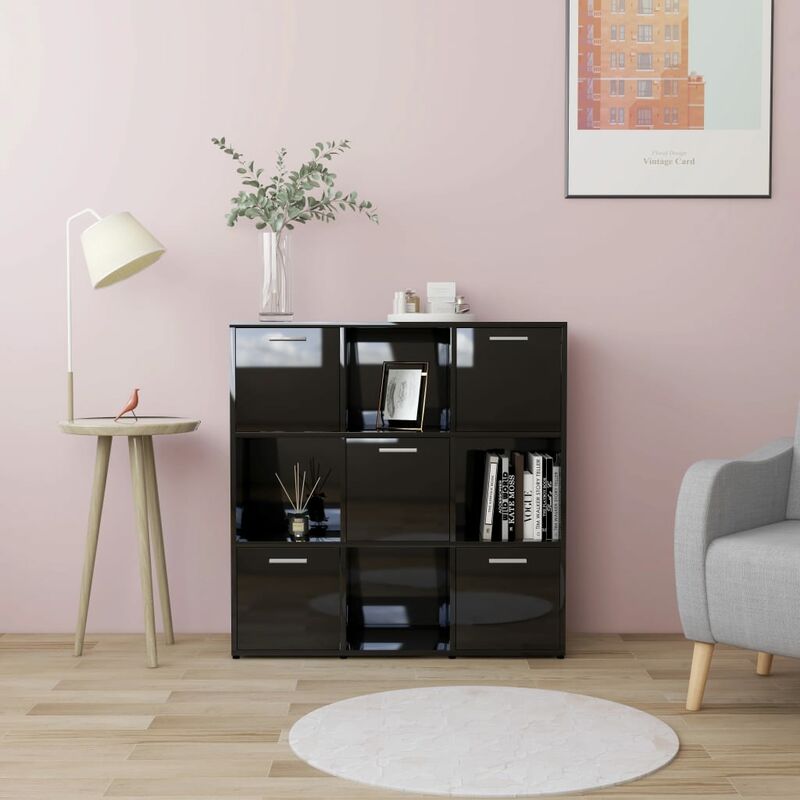 

Estantería de aglomerado negro brillante 90x30x90 cm - Negro - Youthup