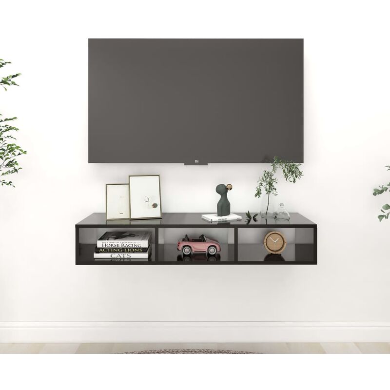 

Estantería de pared aglomerado negro brillante 102x30x17 cm - Negro - Youthup