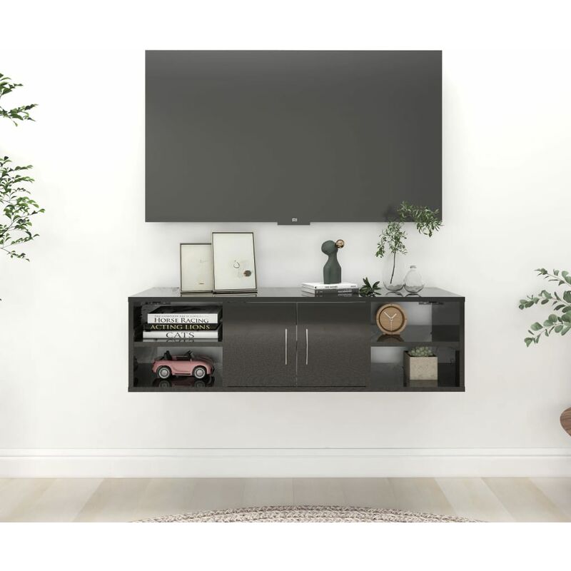 

Estantería de pared aglomerado negro brillante 102x30x29 cm - Negro - Youthup