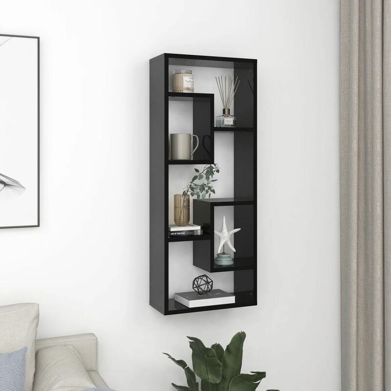 

Estantería de pared aglomerado negro brillante 36x16x90 cm - Negro - Youthup