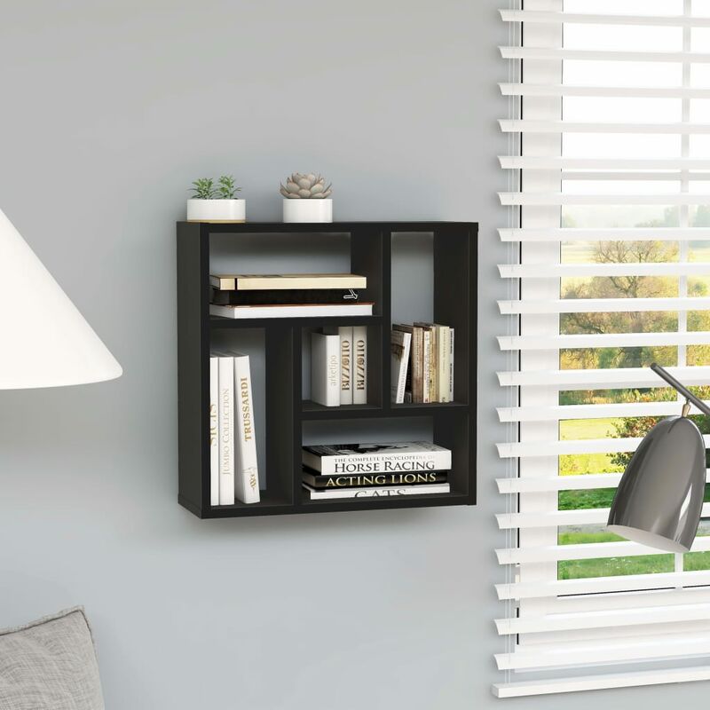 

YOUTHUP Estantería de pared de aglomerado negro 45,1x16x45,1 cm - Negro