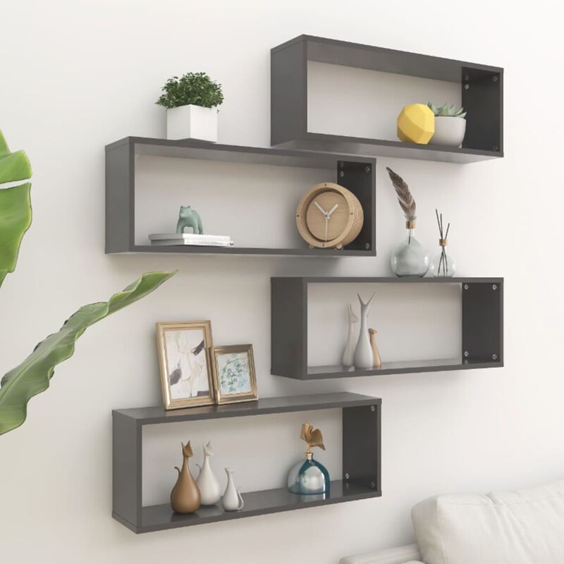 

Estantes cubo de pared 4 uds aglomerado gris 60x15x23 cm - Gris - Youthup
