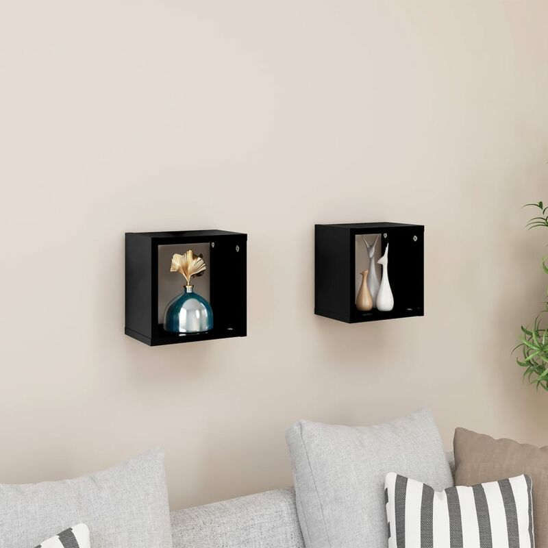 

Estantes cubos pared 2 uds negro brillante 22x15x22 cm - Negro - Youthup