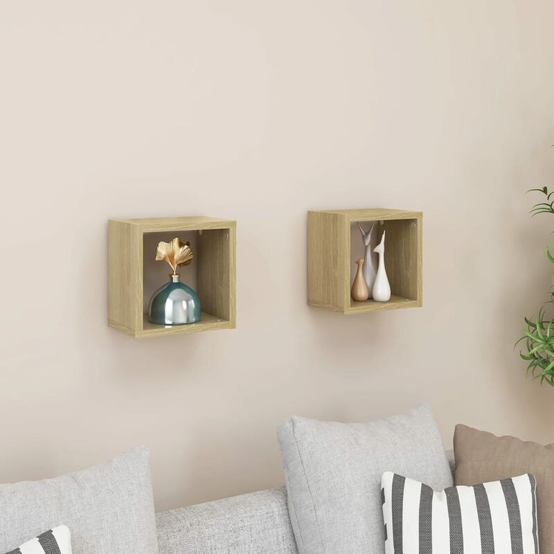 

Estantes de cubo de pared 2 uds color roble 22x15x22 cm - Marrón - Youthup
