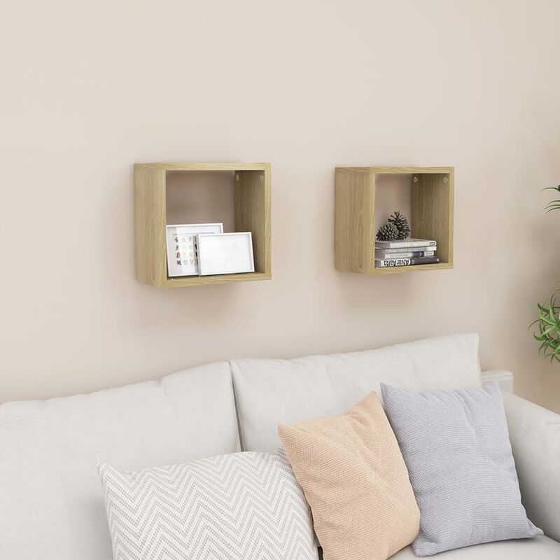 

YOUTHUP Estantes de cubo de pared 2 uds color roble 26x15x26 cm - Marrón