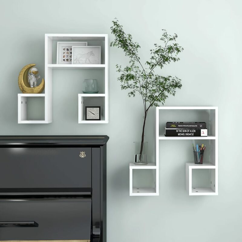 

Estantes de pared 2 uds aglomerado blanco brillante 50x15x50 cm - Blanco - Youthup