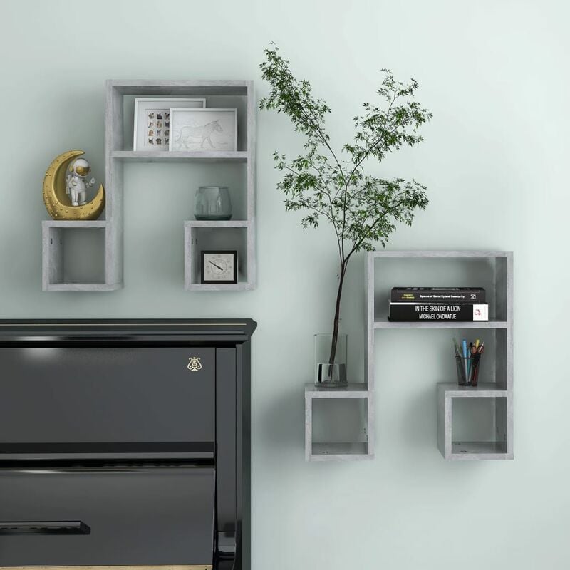 

Estantes de pared 2 uds aglomerado gris hormigón 50x15x50 cm - Gris - Youthup