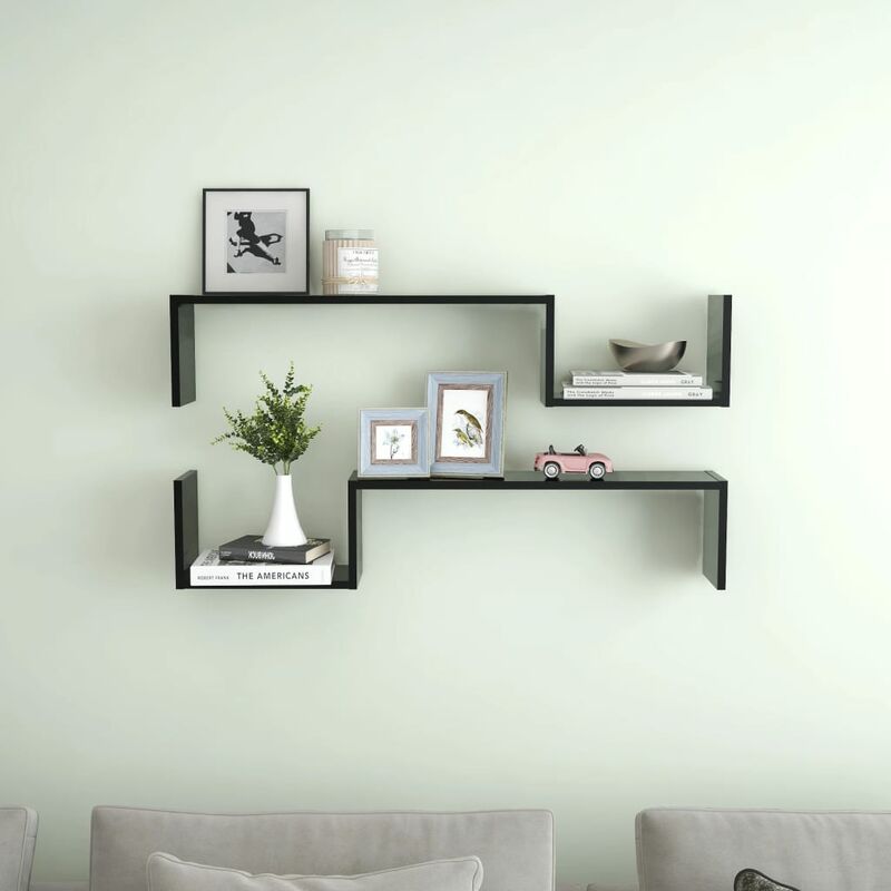 

Estantes de pared 2 unidades aglomerado negro 100x15x20 cm - Negro - Youthup