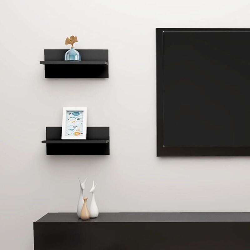 

YOUTHUP Estantes de pared 2 unidades aglomerado negro 40x11,5x18 cm - Negro