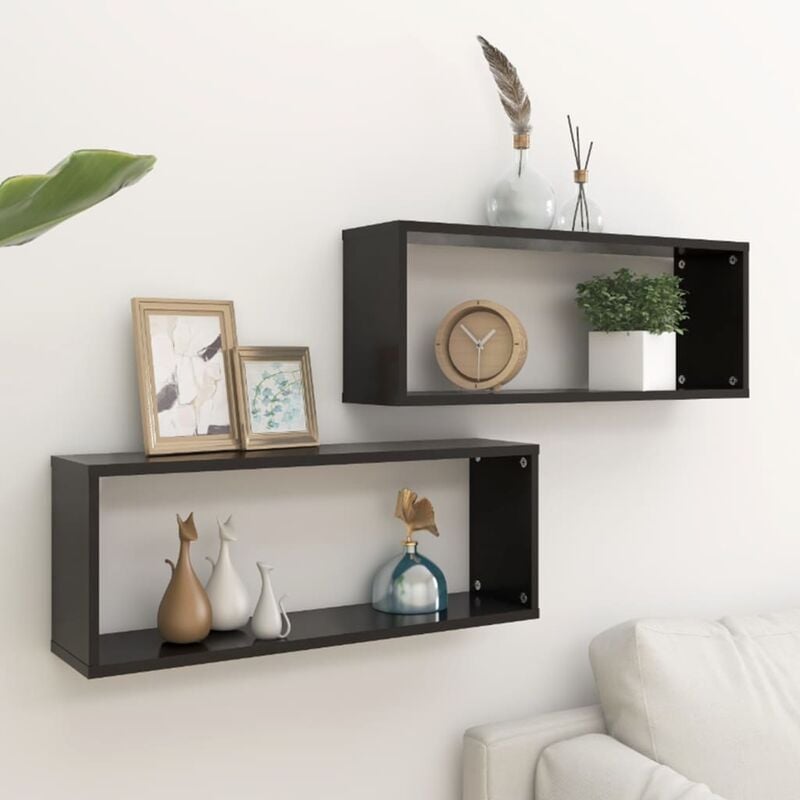 

Estantes de pared 2 unidades aglomerado negro 60x15x23 cm - Negro - Youthup