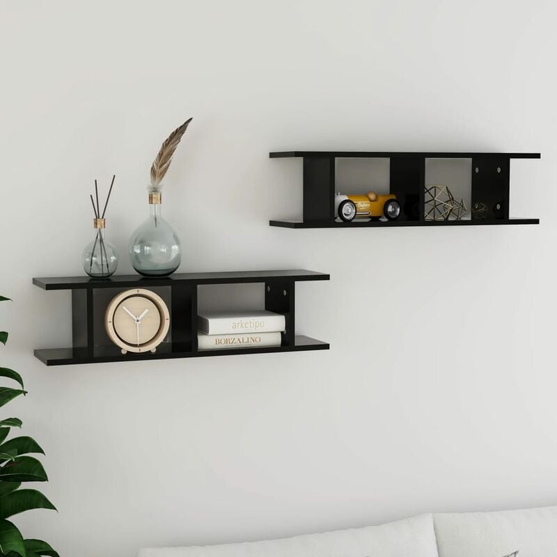 

Estantes de pared 2 unidades aglomerado negro 78x18x20 cm - Negro - Youthup