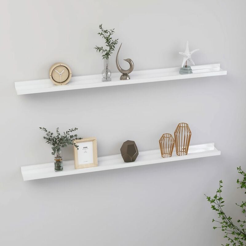 

Estantes de pared 2 unidades blanco brillante 100x9x3 cm - Blanco - Youthup