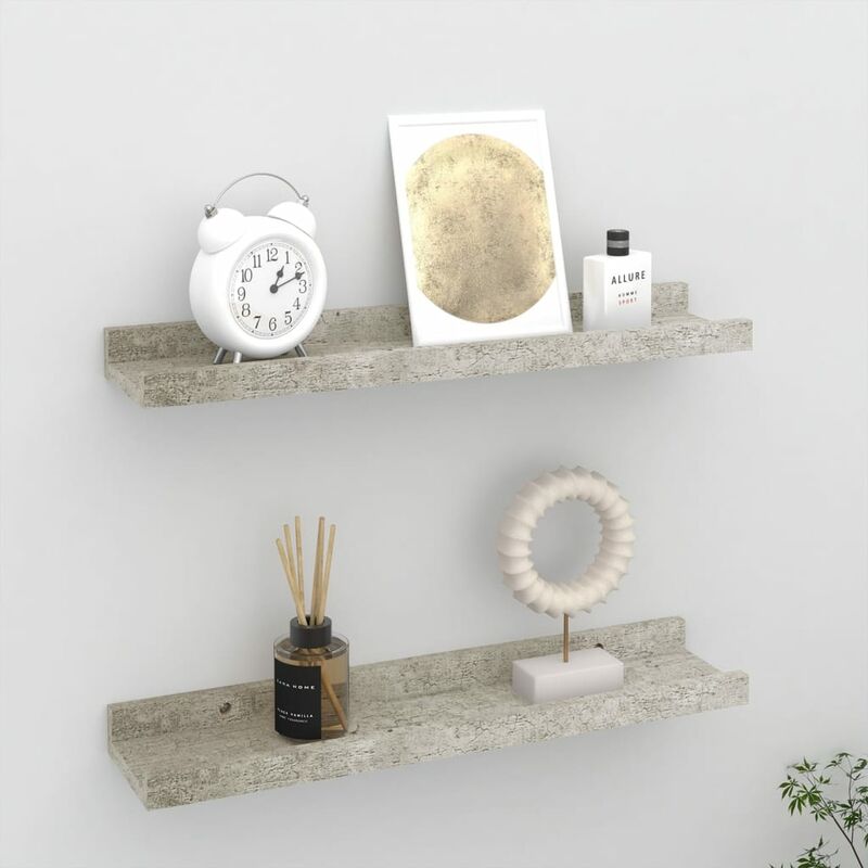 

Estantes de pared 2 unidades gris hormigón 40x9x3 cm - Gris - Youthup