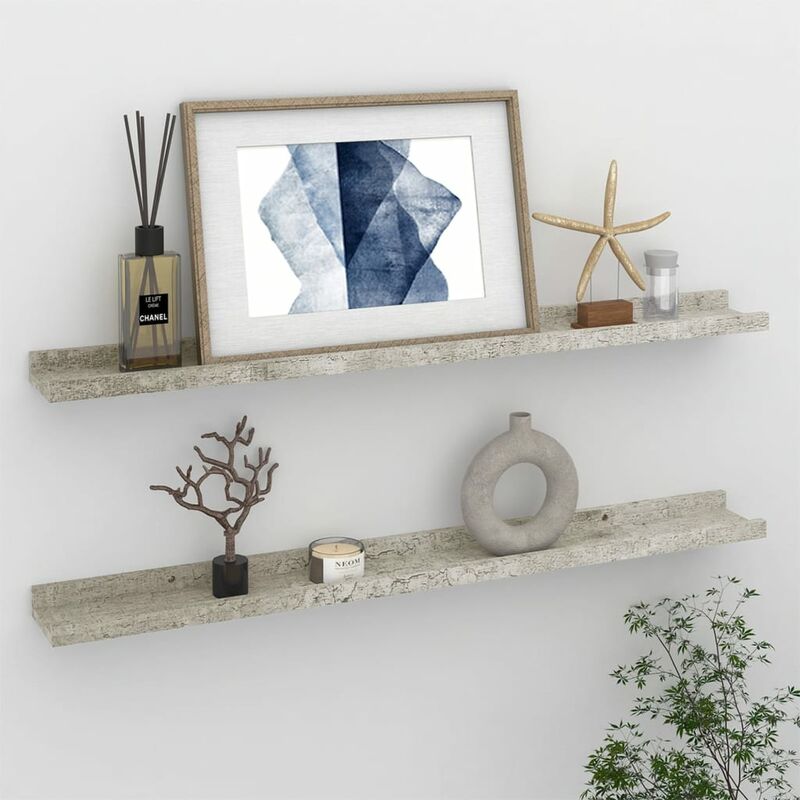 

Estantes de pared 2 unidades gris hormigón 80x9x3 cm - Gris - Youthup