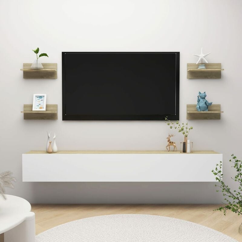 

Estantes de pared 4 uds aglomerado roble Sonoma 40x11,5x18 cm - Marrón - Youthup