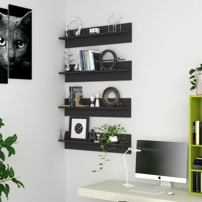 

Estantes de pared 4 unidades aglomerado gris 80x11,5x18 cm - Gris - Youthup