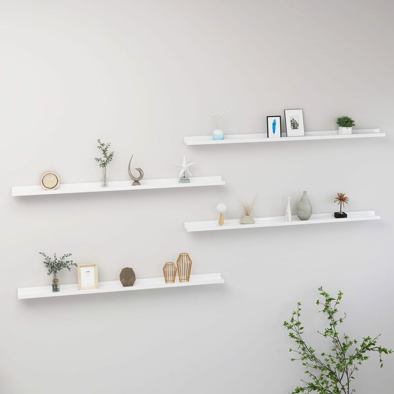 

Estantes de pared 4 unidades blanco brillante 115x9x3 cm - Blanco - Youthup