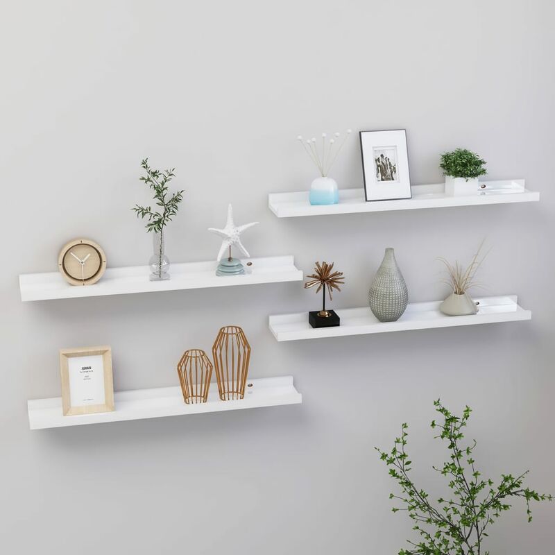 

Estantes de pared 4 unidades blanco brillante 60x9x3 cm - Blanco - Youthup