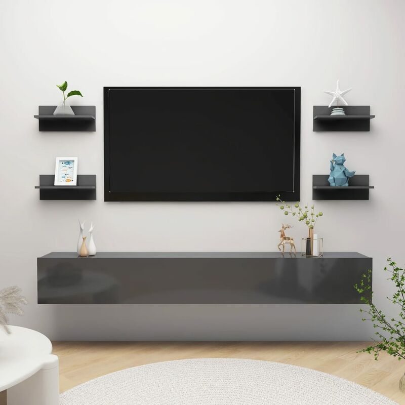 

Estantes de pared 4 unidades gris brillante 40x11,5x18 cm - Gris - Youthup