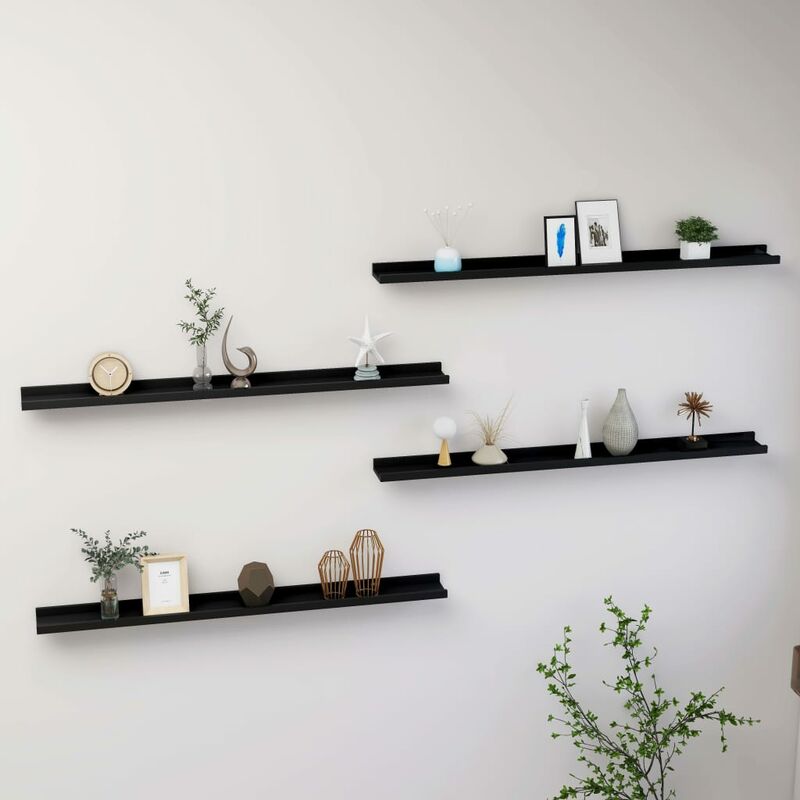 

Estantes de pared 4 unidades negro 100x9x3 cm - Negro - Youthup