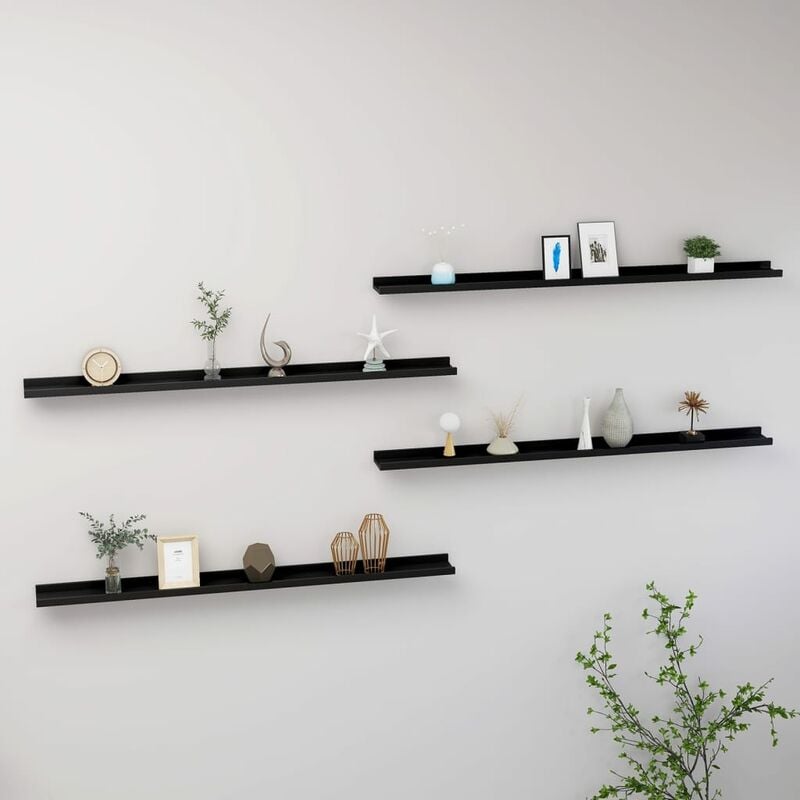 

Estantes de pared 4 unidades negro 115x9x3 cm - Negro - Youthup