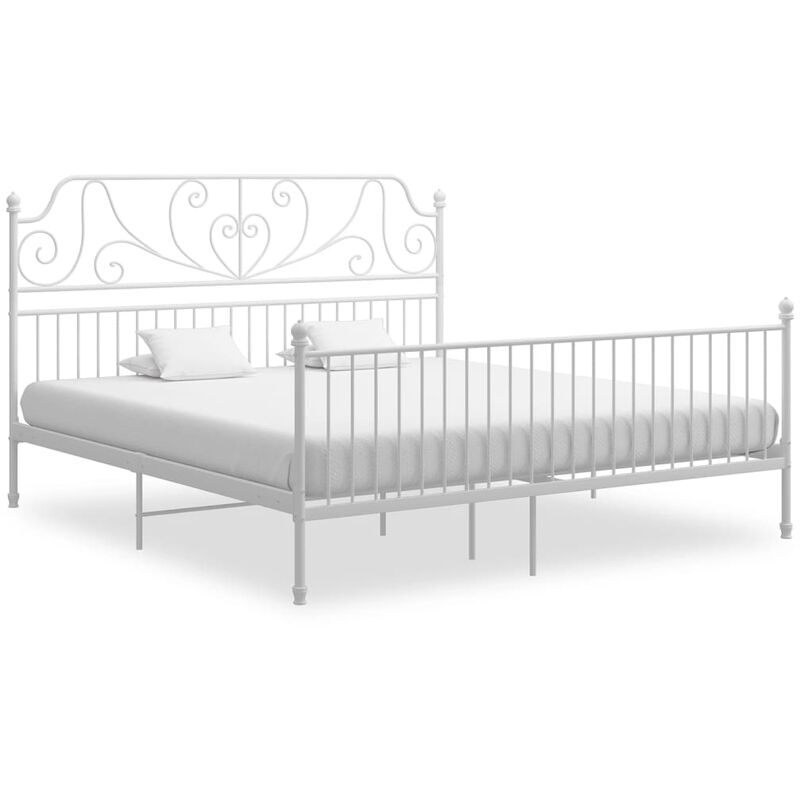 

YOUTHUP Estructura cama metal y madera contrachapada blanco 180x200 cm - Blanco