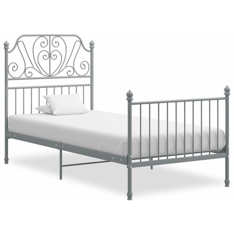 

Estructura cama metal y madera contrachapada gris 90x200 cm - Gris - Youthup