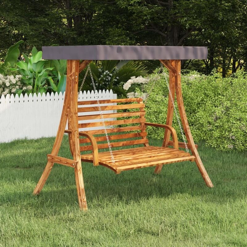 

YOUTHUP Estructura columpio y techo antracita madera curvada color teca - Marrón