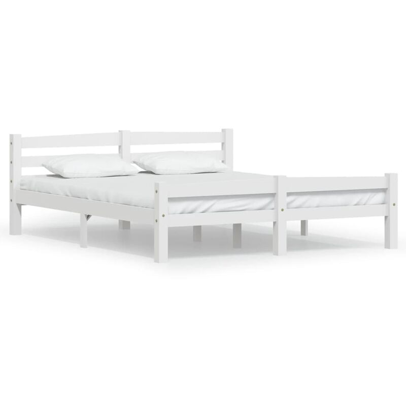

Estructura de cama de madera maciza de pino blanca 160x200 cm - Blanco - Youthup