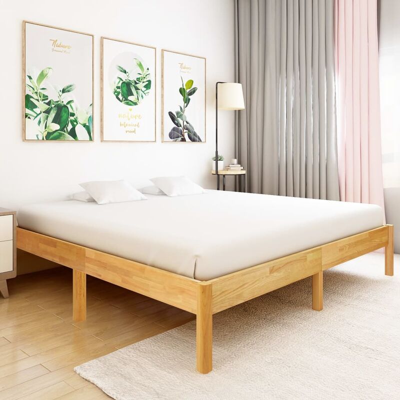 

Estructura de cama de madera maciza de roble 200x200 cm - Marrón - Youthup