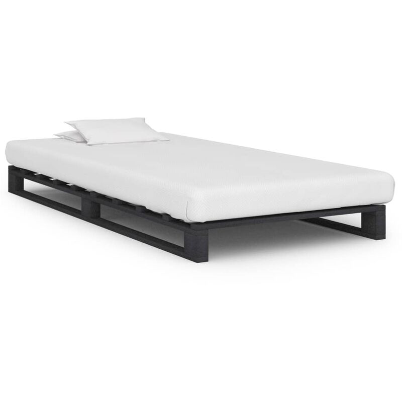 

Estructura de cama de palés madera maciza de pino gris 90x200cm - Gris - Youthup