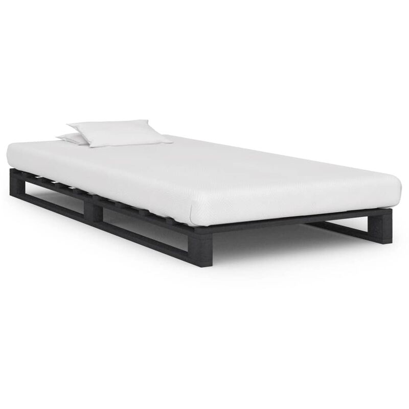 

Estructura de cama de palés madera maciza pino gris 100x200 cm - Gris - Youthup