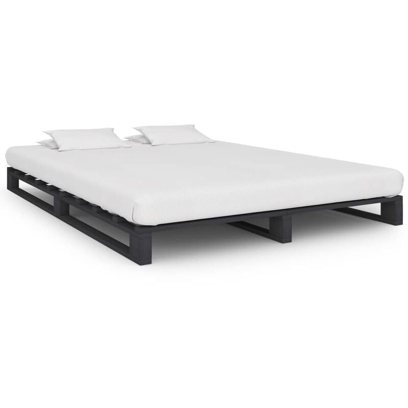 

Estructura de cama de palés madera maciza pino gris 140x200 cm - Gris - Youthup