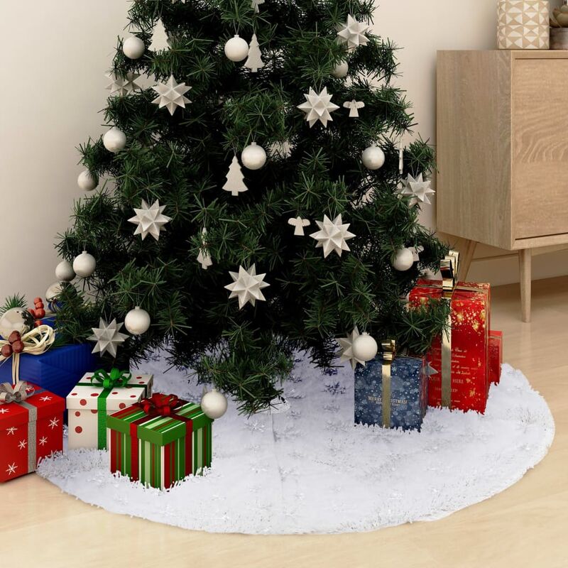 

Falda del árbol de Navidad de lujo blanca cuero sintético 150cm - Blanco - Youthup