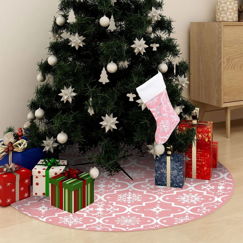 

Falda del árbol de Navidad de lujo con calcetín tela rosa 90 cm - Rosa - Youthup