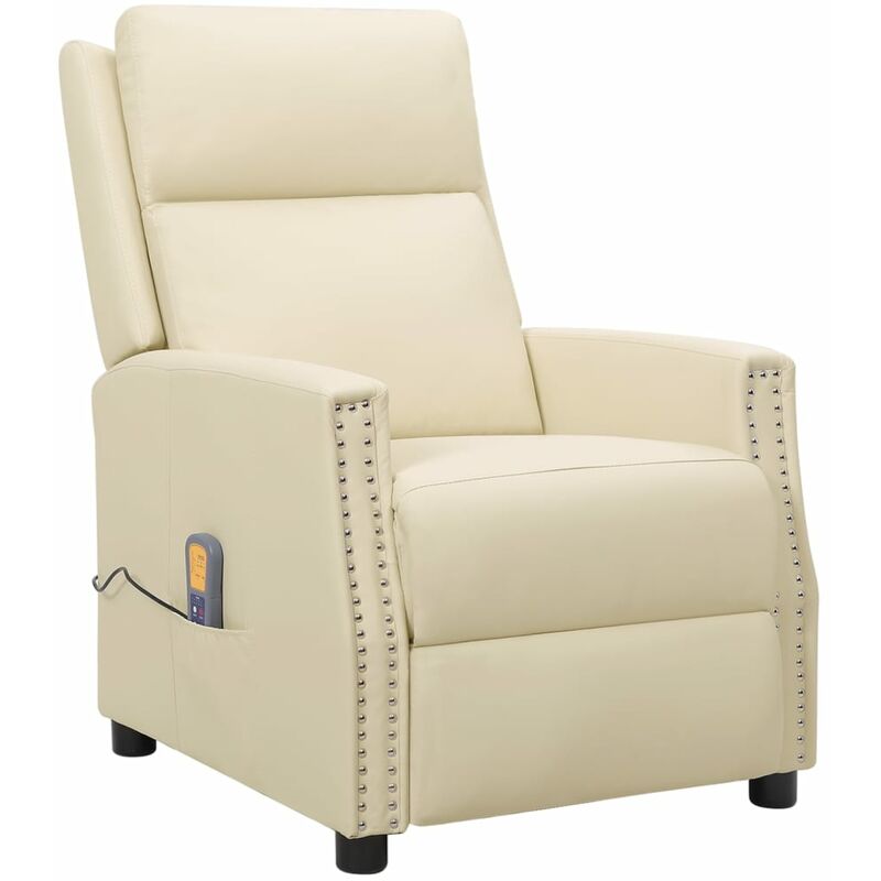 Fauteuil de massage inclinable Crème Similicuir - Crème - Youthup