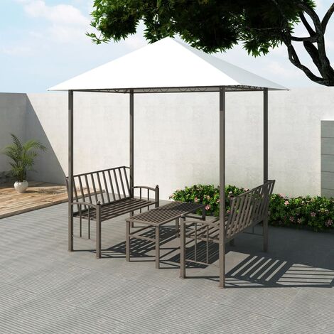 YOUTHUP Gartenpavillon mit Tisch und Bänken 2,5 x 1,5 x 2,4 m - Weiß