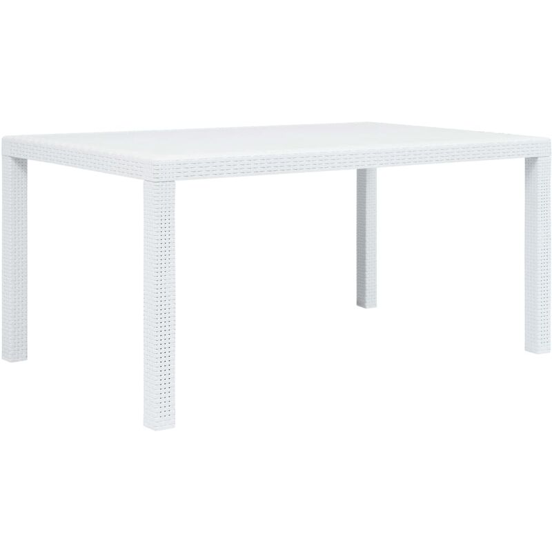 Gartentisch Weiß 150 x 90 x 72 cm Kunststoff Rattan-Optik - Weiß - Youthup