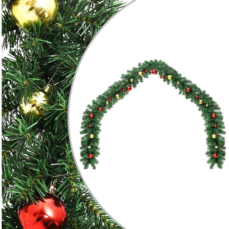 

Guirnalda de Navidad decorada con bolas 10 m - Verde - Youthup